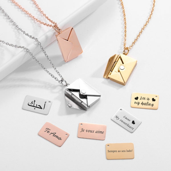 Collier Enveloppe Lettre d'amour - Personnalisable