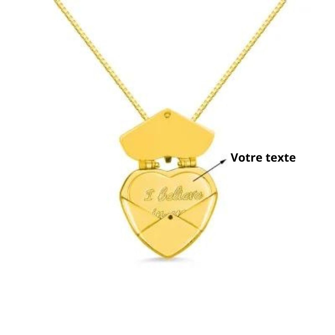 Collier Médaillon Cœur - Message Personnalisé